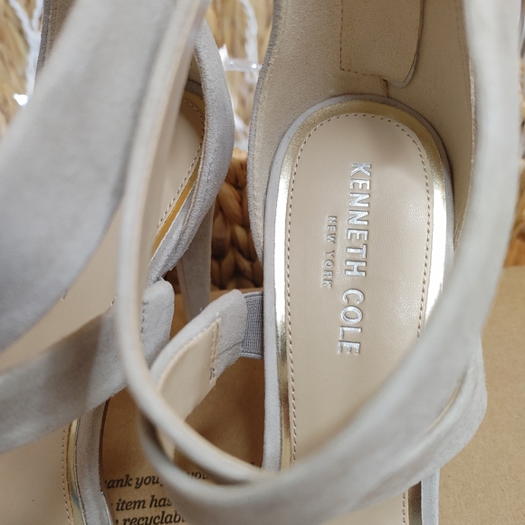 Kenneth Cole Brooke Suede Cross Strap Heeled Sandal, Gray 8M - Picture 7 of 16